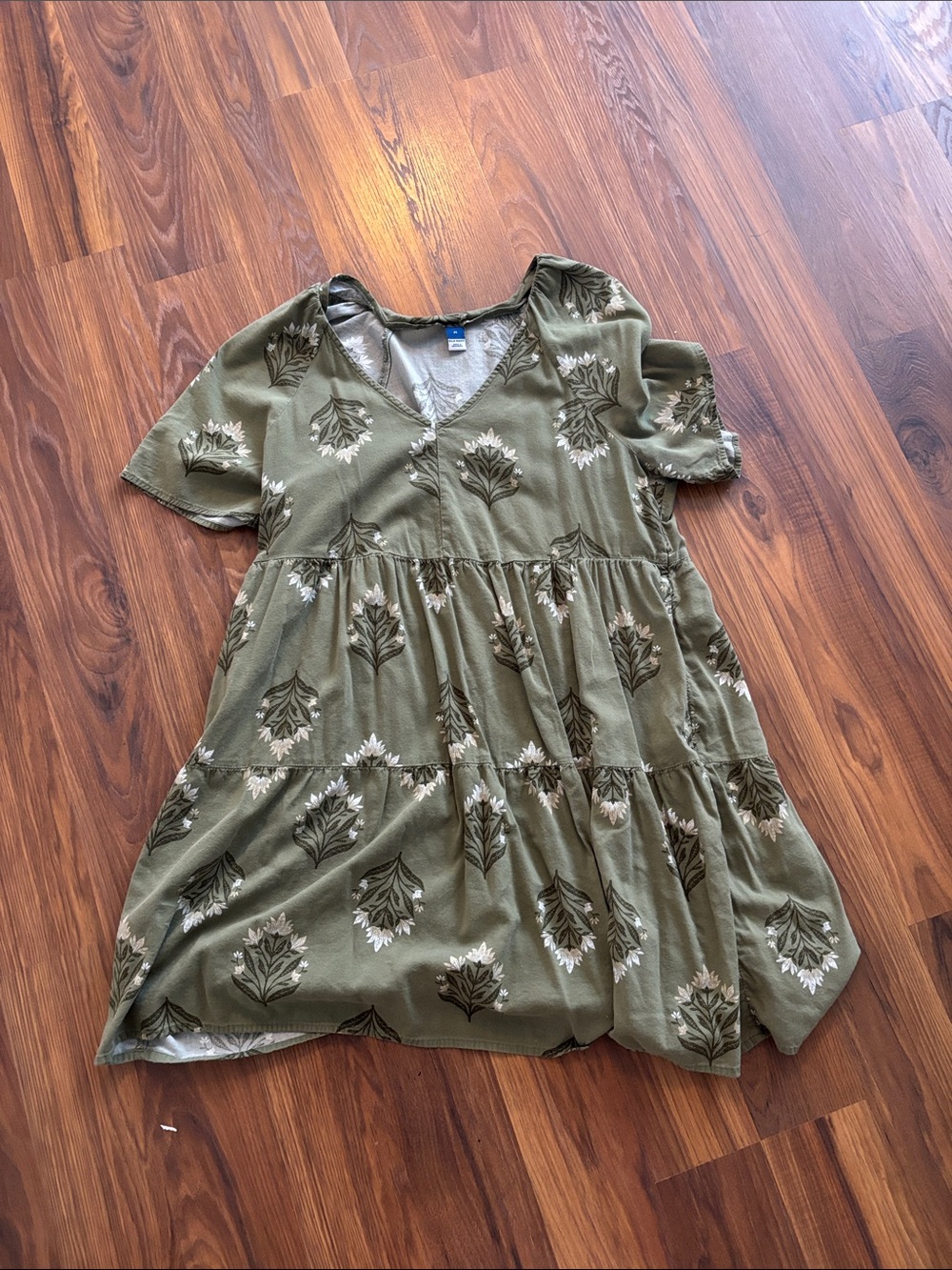 Olive Green Floral Dress